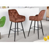 Lot de 2 tabourets de bar en velours marron