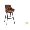 Lot de 2 tabourets de bar en velours marron