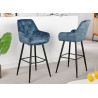 Lot de 2 tabourets de bar en velours bleu