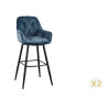 Lot de 2 tabourets de bar en velours bleu