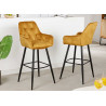 Tabourets de bar design en velours jaune