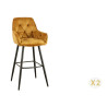 Tabourets de bar design en velours jaune