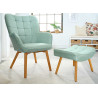 Fauteuil scandinave avec repose pied vert tilleul