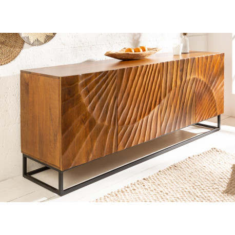 Meuble buffet 4 portes bois massif brun