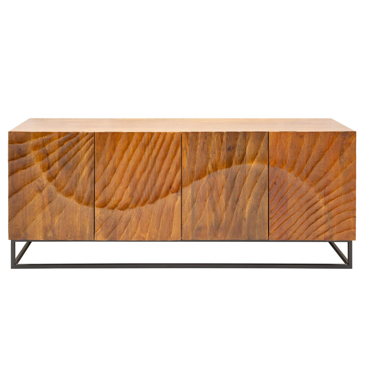 Meuble buffet 4 portes bois massif brun