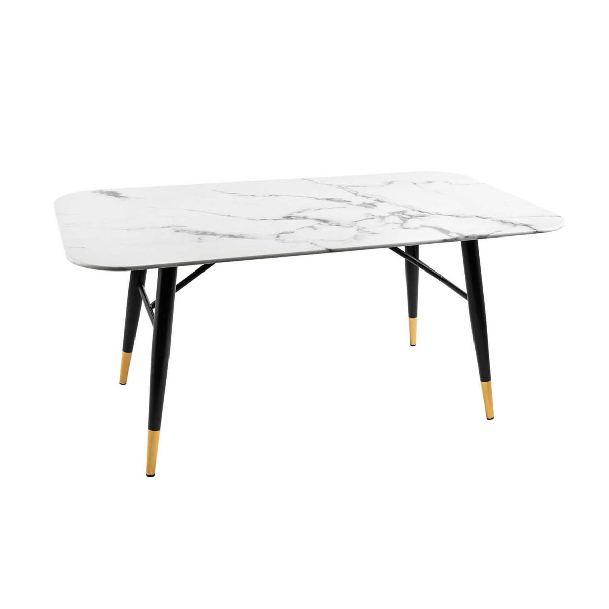 Table basse en verre marbre blanc et métal 110 cm