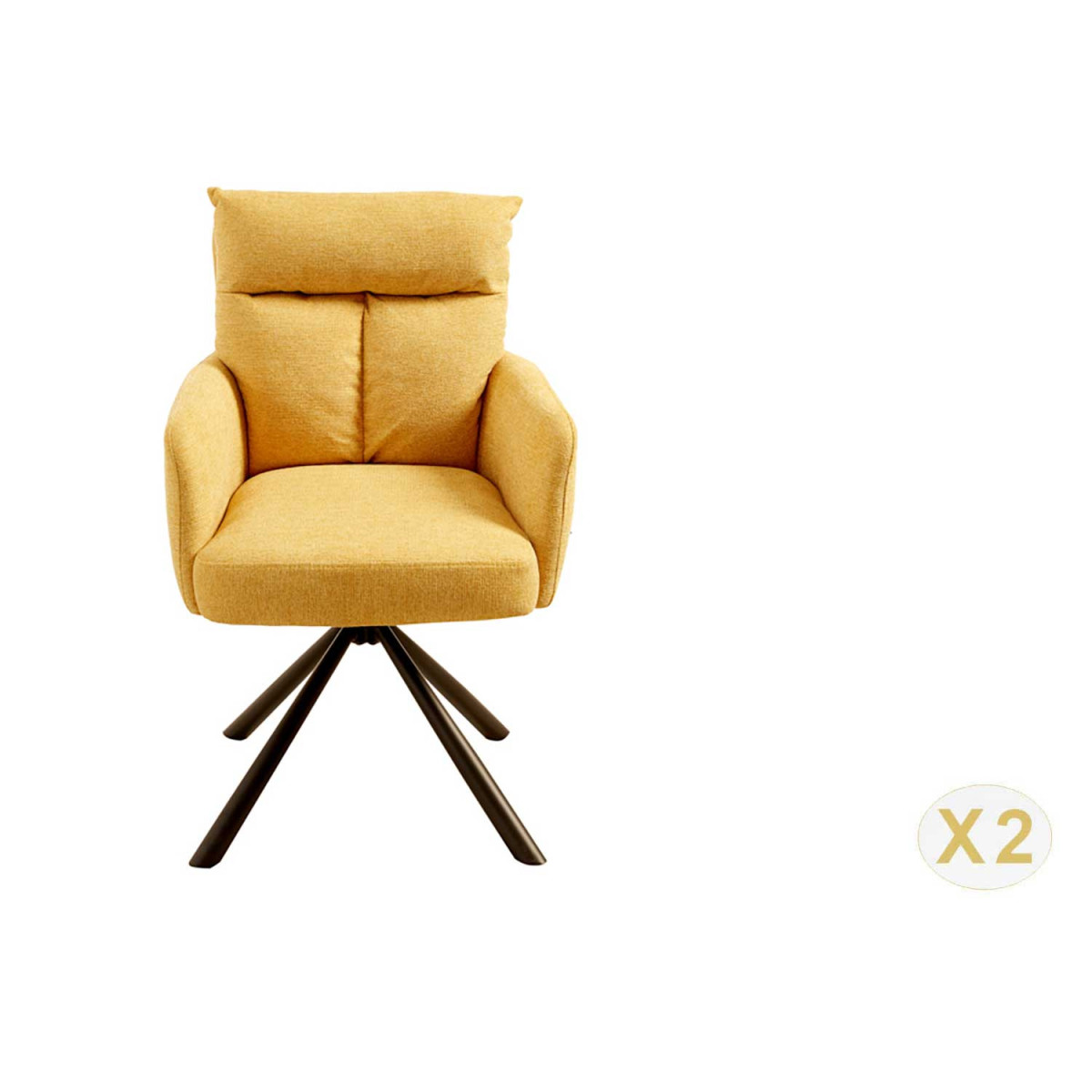 Chaises rotatives jaune avec accoudoirs