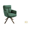 Chaises tournantes en tissu vert