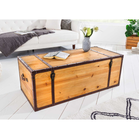 Table basse coffre en bois plateau relevable