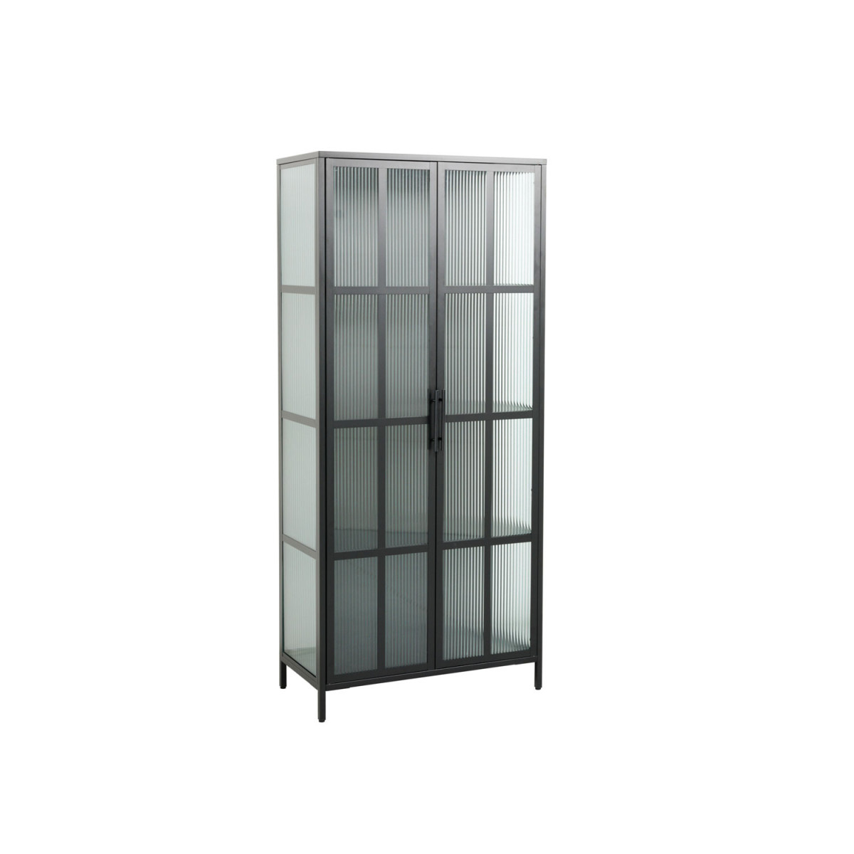 Vitrine 2 portes en verre nervuré et métal 180 cm
