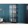Vitrine 2 portes en verre nervuré et métal 180 cm