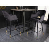 Tabouret de bar tissu velours gris anthracite