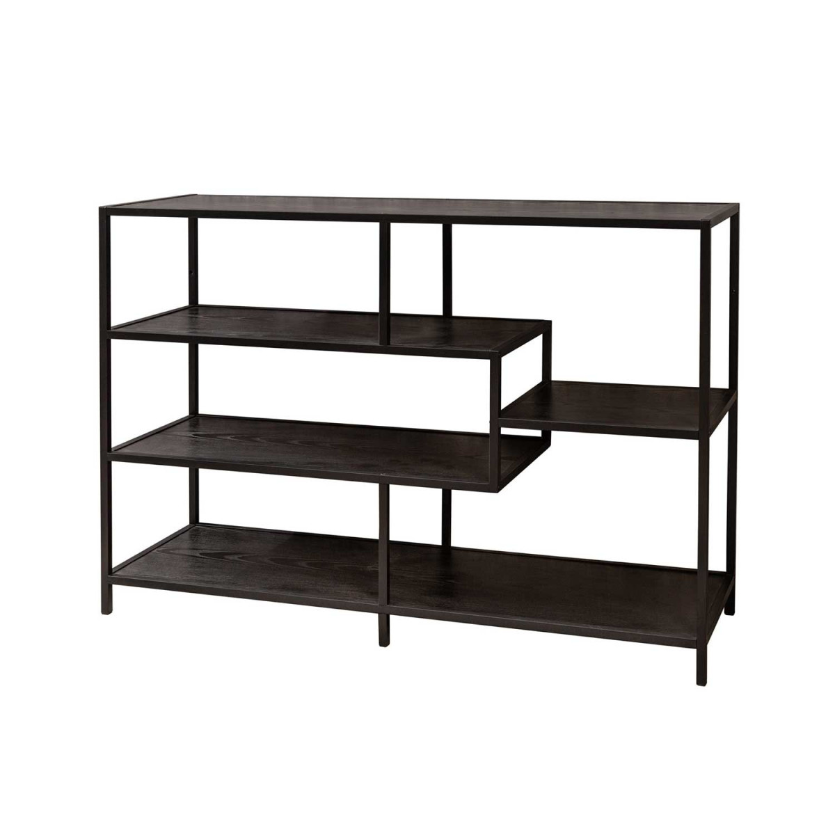 Étagère bibliothèque frêne foncé et métal 114 cm