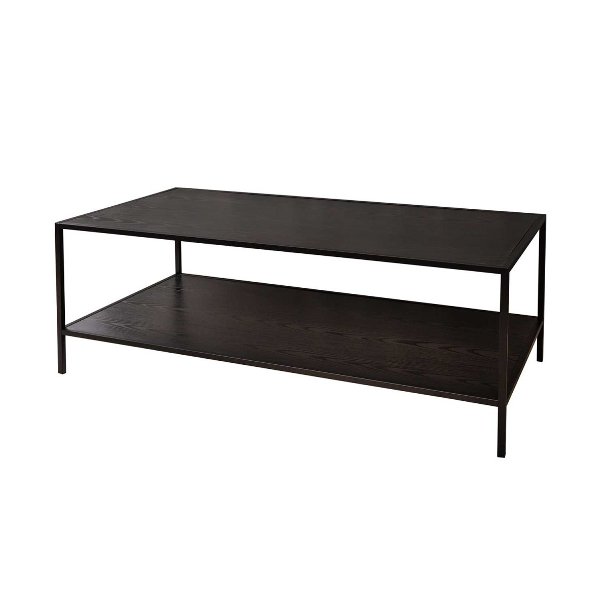Table basse rectangulaire frêne foncé et métal 120 cm