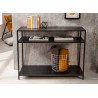 Meuble console frêne foncé et métal noir