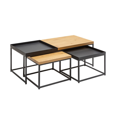 Tables basses modulables chêne et noir