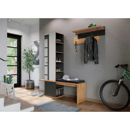 Meuble d'entrée vestiaire avec miroir et banc