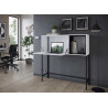Bureau secrétaire design blanc et métal noir