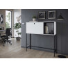 Bureau secrétaire design blanc et métal noir
