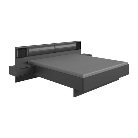 Lit adulte 160x200 gris graphite et noir
