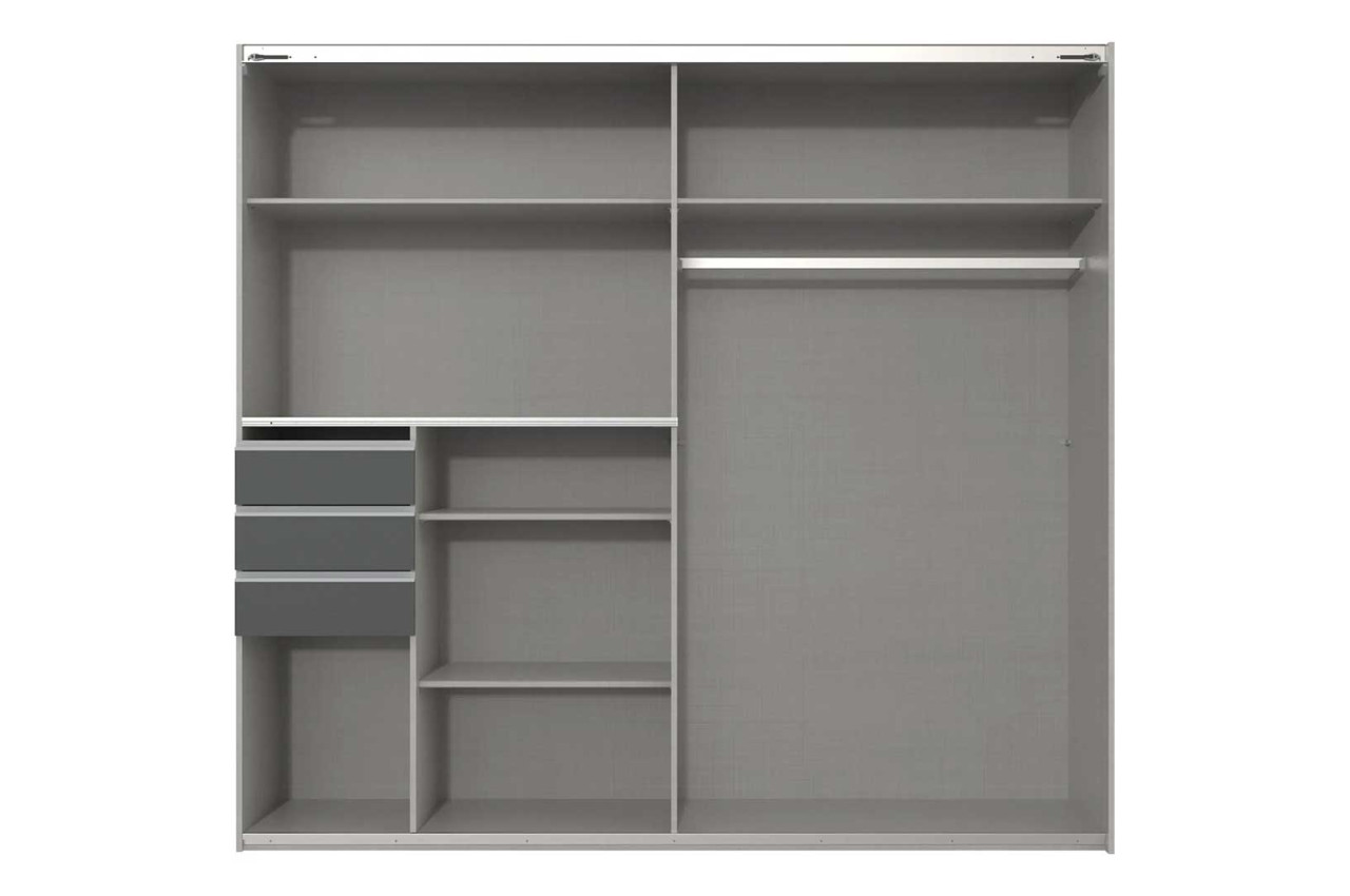 Armoire chambre à portes coulissantes gris graphite et verre noir - Cbc- Meubles