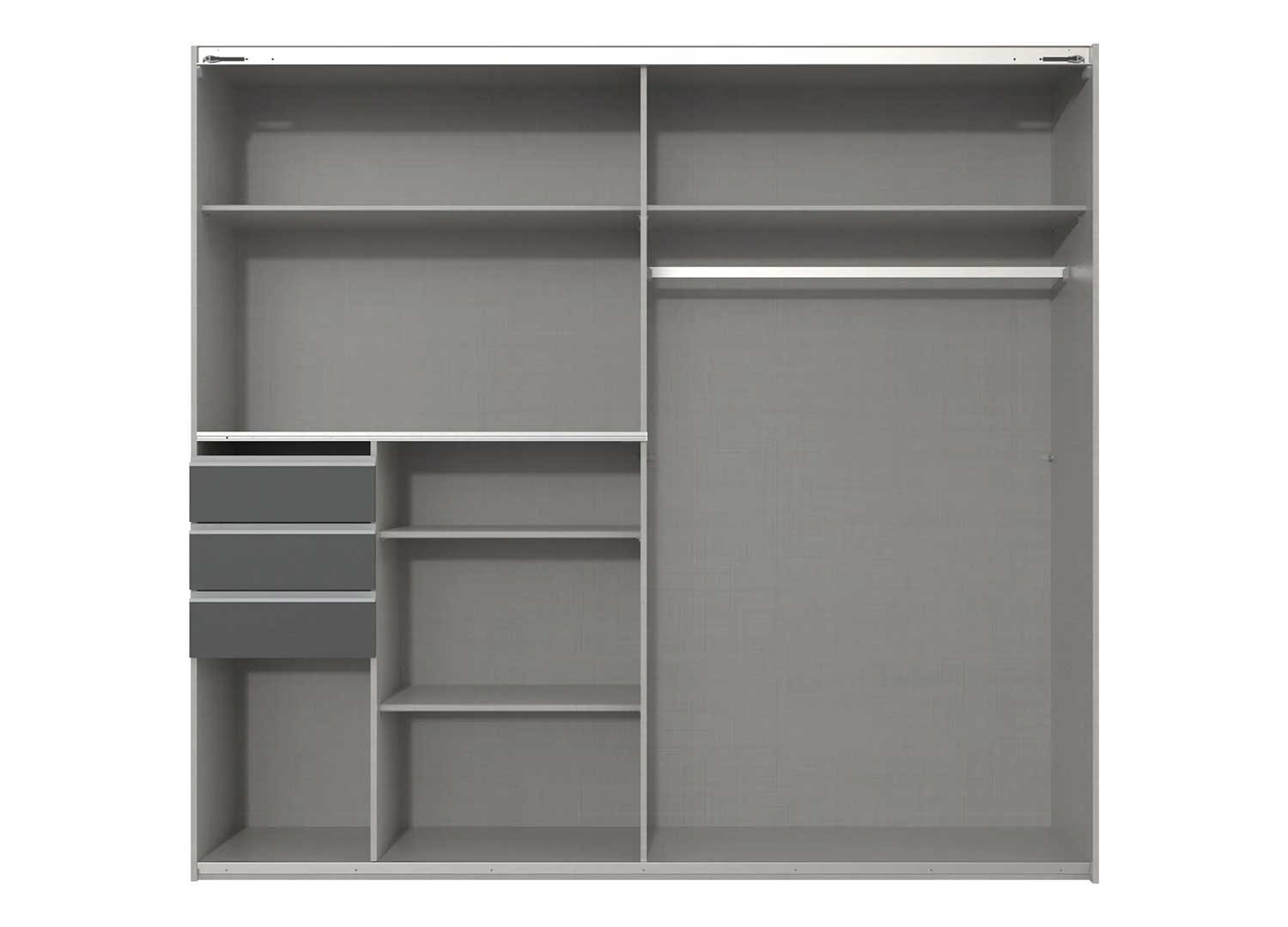 Armoire chambre à portes coulissantes gris graphite et verre noir - Cbc- Meubles