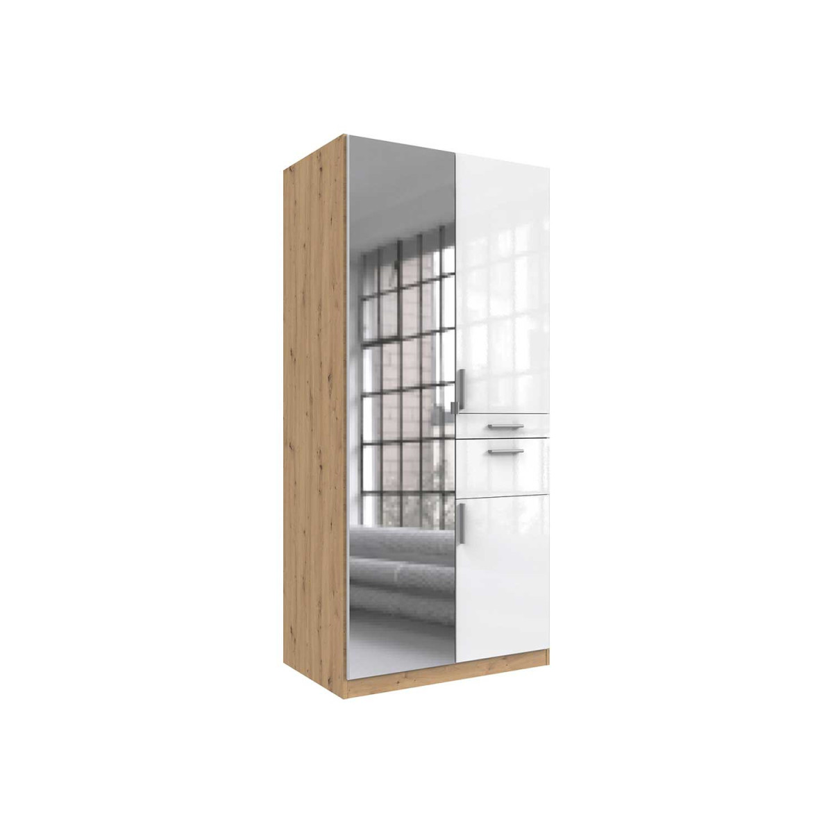 Armoire penderie 2 Portes L82xH180 cm VADIM (Chêne)