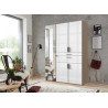 Armoire dressing blanche 5 portes et 2 tiroirs 135 cm