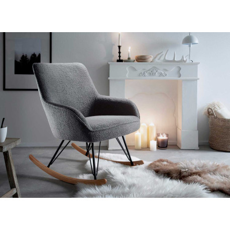 Fauteuil à bascule tissu bouclette gris