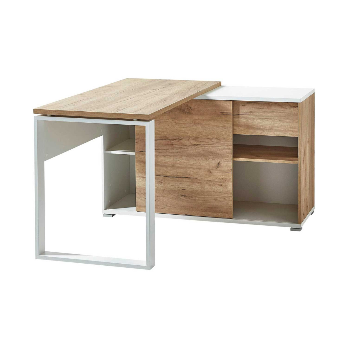 Bureau d'angle avec rangements et tiroir intégrés