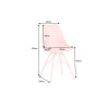 Chaises scandinave rose coque en pvc et pieds métal rose