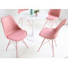 Chaises scandinave rose coque en pvc et pieds métal rose