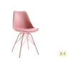 Chaises scandinave rose coque en pvc et pieds métal rose