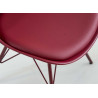 Chaises scandinave rouge bordeaux coque en pvc et pieds métal rose