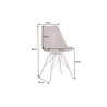 Chaises scandinave rouge bordeaux coque en pvc et pieds métal rose