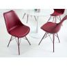 Chaises scandinave rouge bordeaux coque en pvc et pieds métal rose