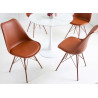 Chaises scandinave marron coque en pvc et pieds en métal