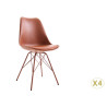 Chaises scandinave marron coque en pvc et pieds en métal