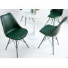 Chaises scandinave verte coque en pvc et pieds en métal