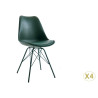 Chaises scandinave verte coque en pvc et pieds en métal