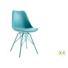 Chaises scandinave bleue coque en pvc et pieds en métal