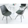 Chaises scandinave grise coque en pvc et pieds en métal