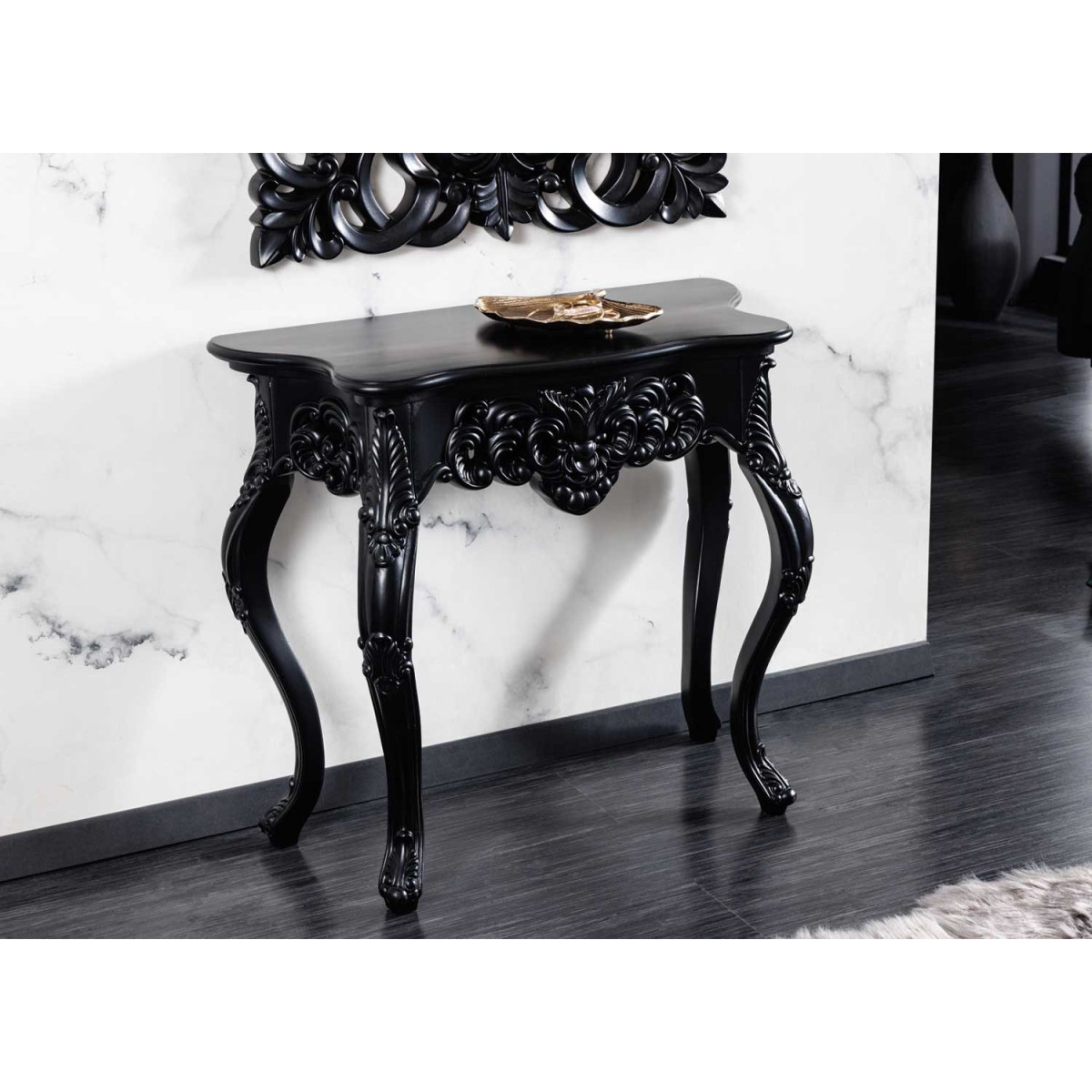 Console d'entrée noire baroque 85 cm