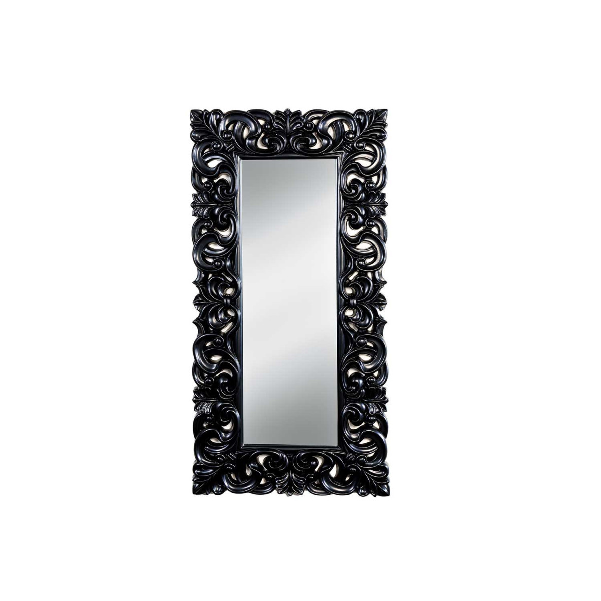Grand miroir mural noir baroque 180 cm