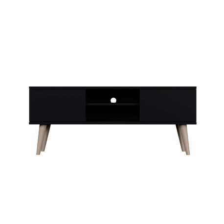 Meuble télé 120 cm 2 portes et 2 niches noir