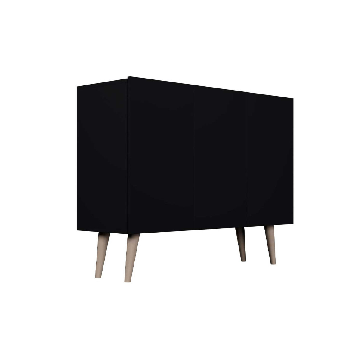 Meuble buffet 3 portes noir 120 cm
