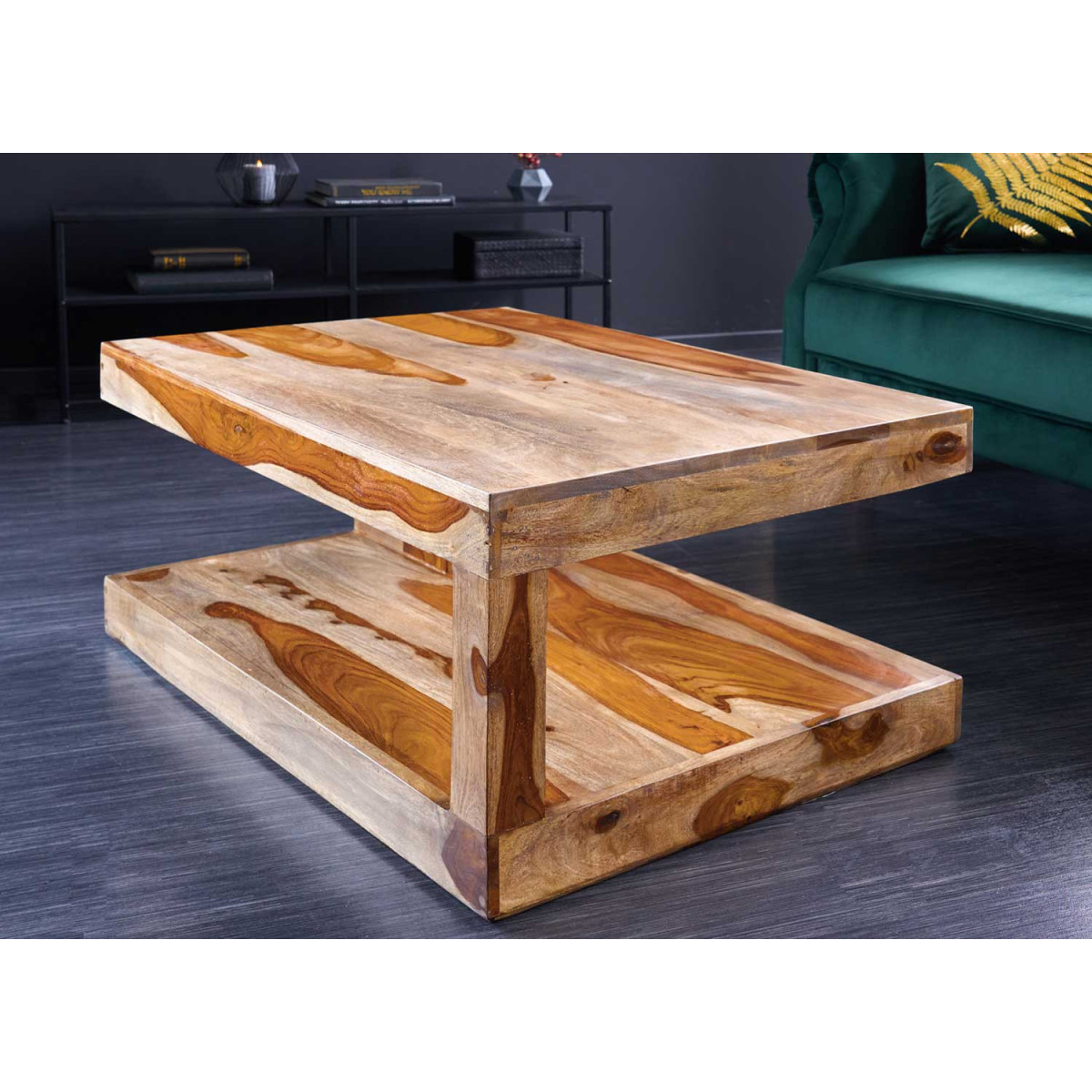 Table basse rectangulaire en bois de sesham