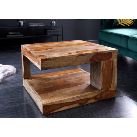 Table basse carrée 60 cm en bois de sesham