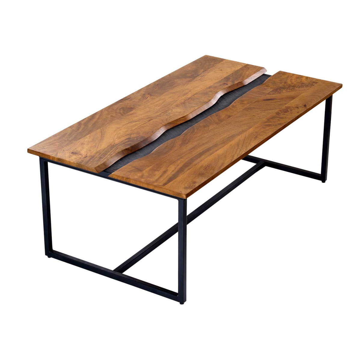 Table basse rectangulaire bois massif et métal