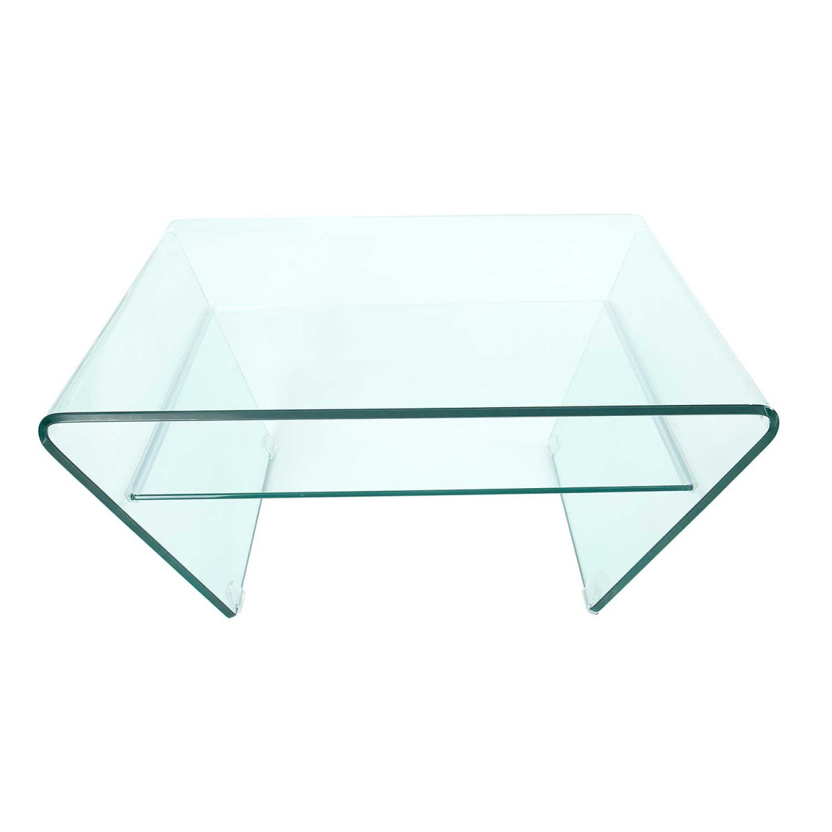 Table basse carrée en verre forme trapèze